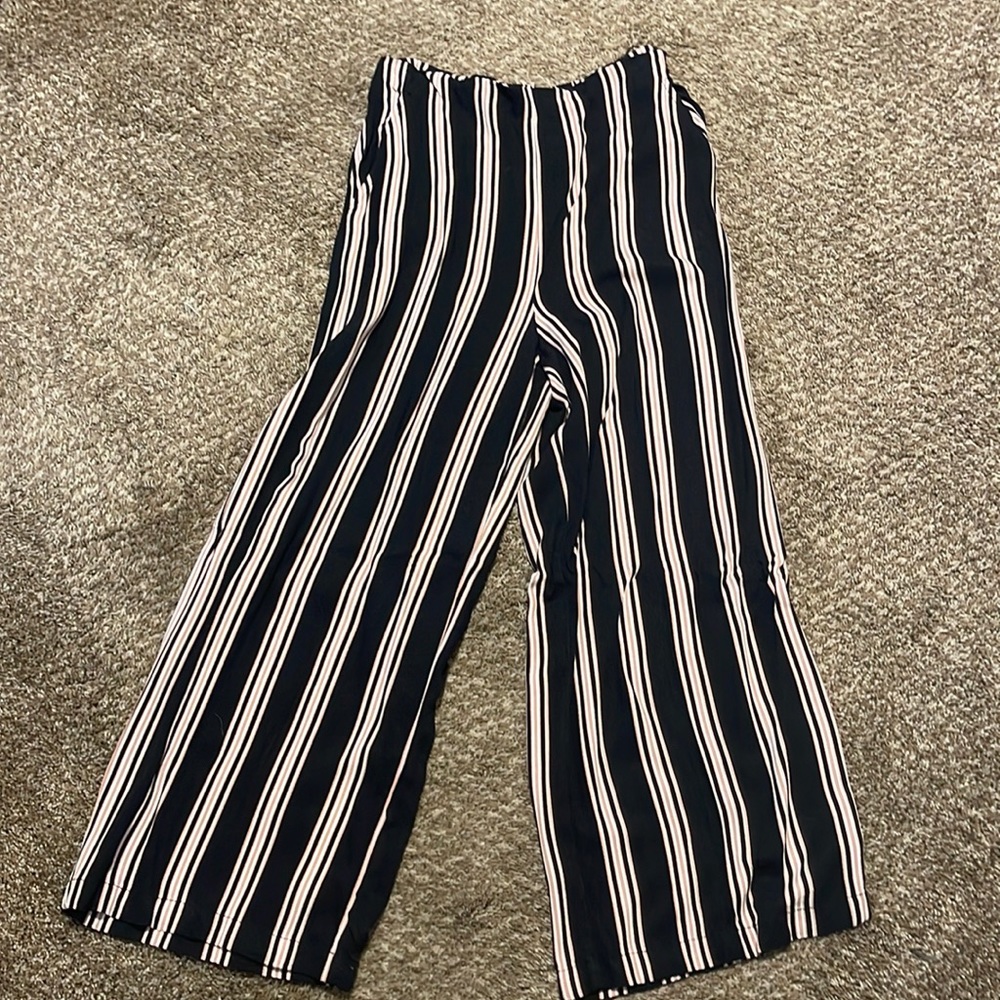 Forever 21 pull on dress pants. Black, pink, and white striped. Size medium.